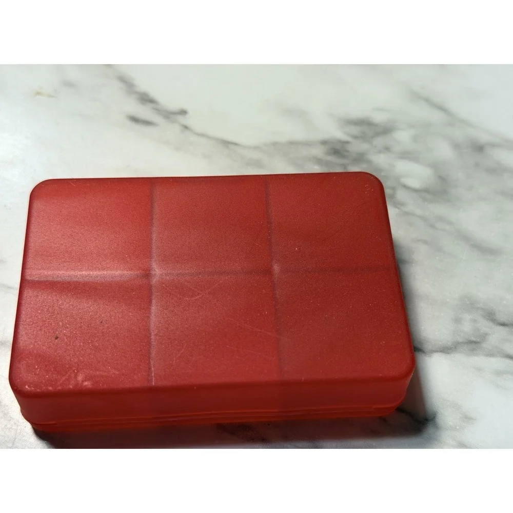2 PILL/RING/COIN TRAVEL CONTAINERS 6 COMPARTMENTS ATTACHED DIVIDERS 3